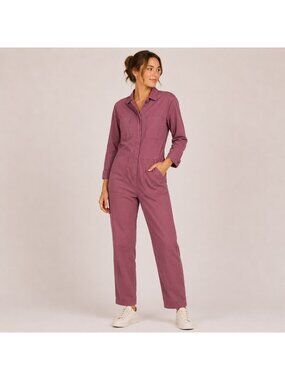 NWT Outerknown Utility Jumpsuit XS Dusty Rose Pink Organic Cotton Linen Jumper